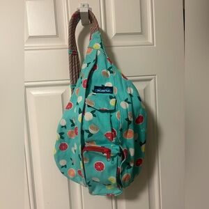 Kavu Turquoise Sling Bag with Citrus Pattern